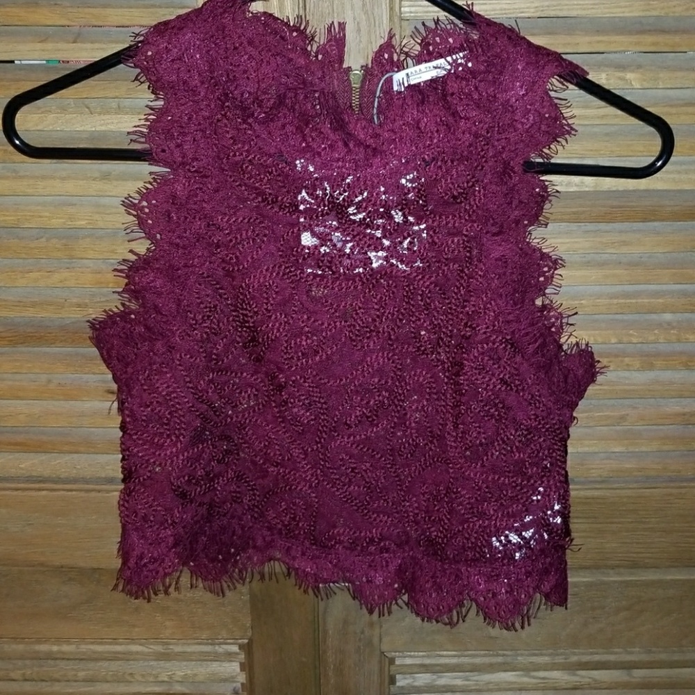 Beautiful lace wine colored crop top!